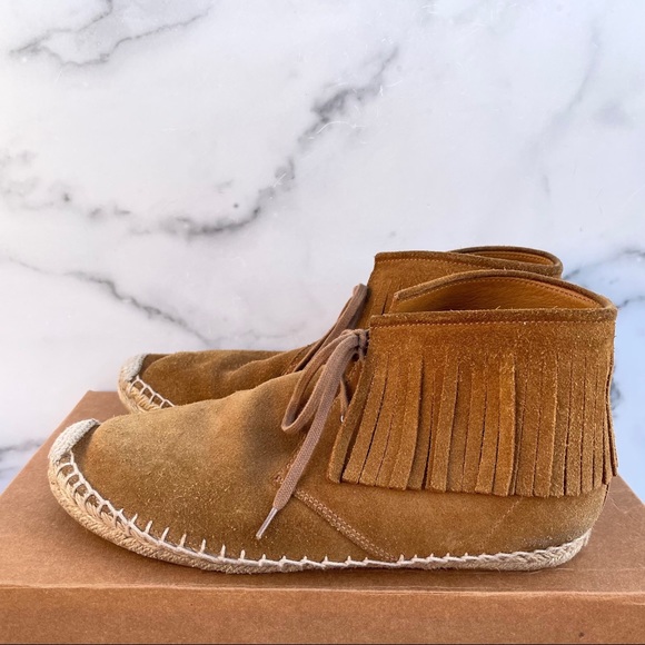 Saint Laurent Tan Suede Fringe Espadrille desert boot booties IT 39.5 US 9.5 - Picture 6 of 16